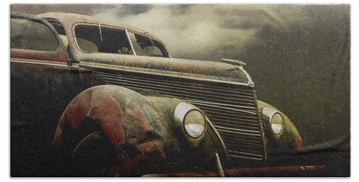 Cars Beach Towel featuring the photograph Moonlight And Rust by John Anderson