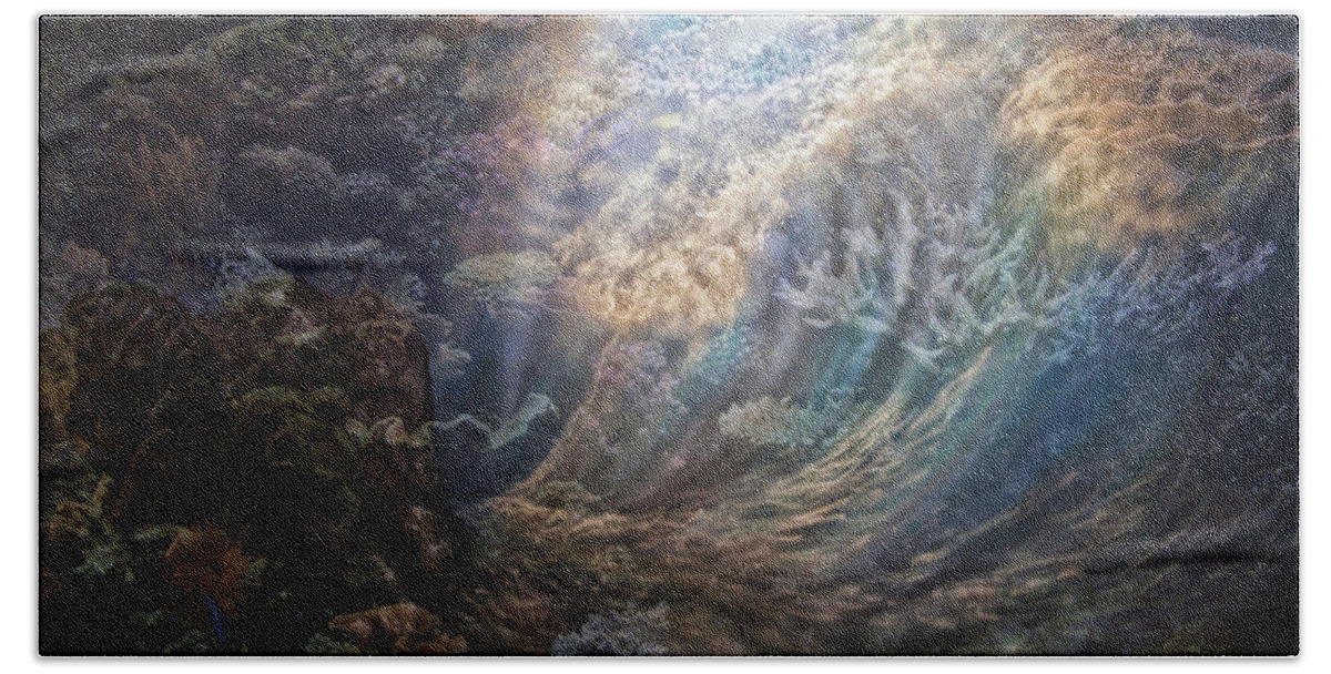 Crashing Waves Beach Towel featuring the photograph Moonlight Below On The Coral Reef PA by Thomas Woolworth