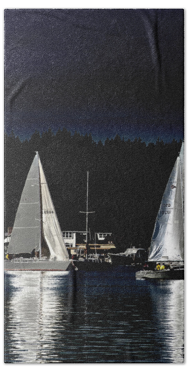 Moonlight Sailing Beach Towel featuring the photograph Moonlight Sailing by David Patterson
