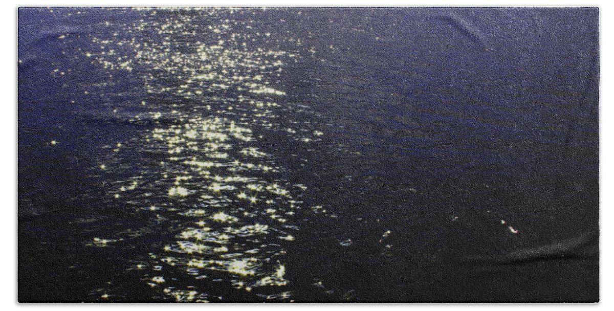 Ocean Beach Towel featuring the photograph Moonlight Sparkles on the Sea by Linda Woods