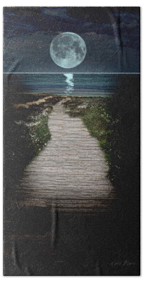 Moon Beach Towel featuring the digital art Moonlit Night at the Beach by Ericamaxine Price