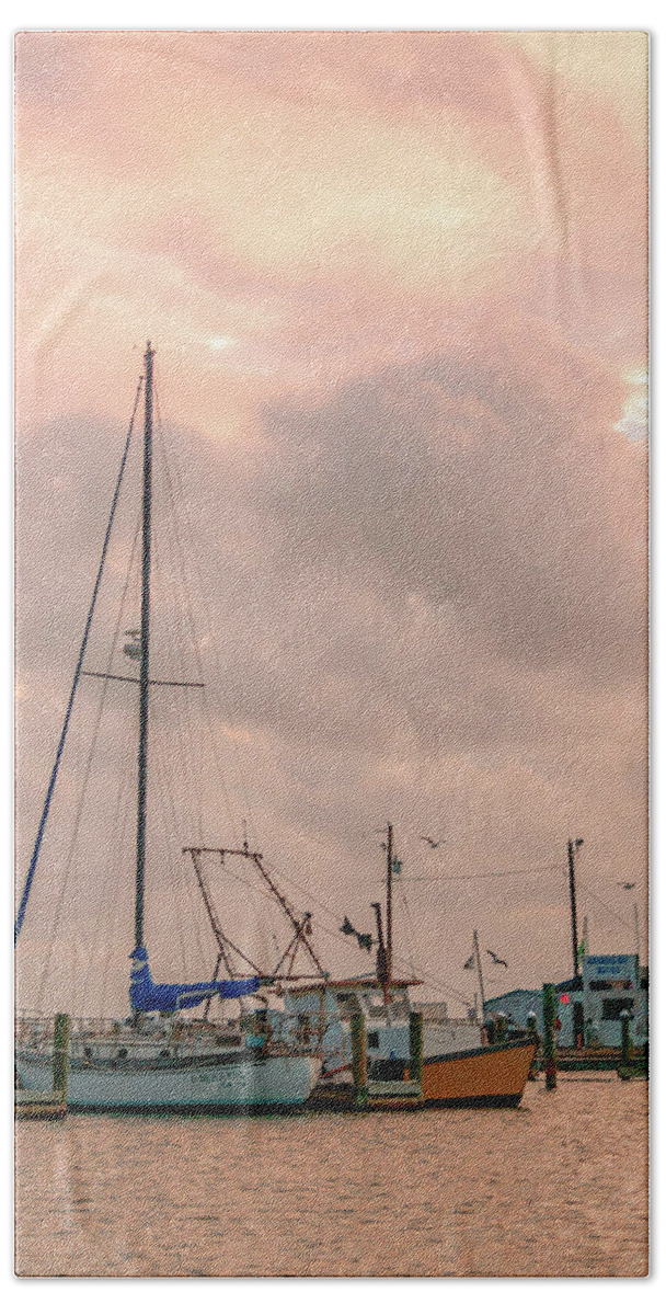 Boat Beach Towel featuring the photograph Morning at the Marina 2 by Leticia Latocki