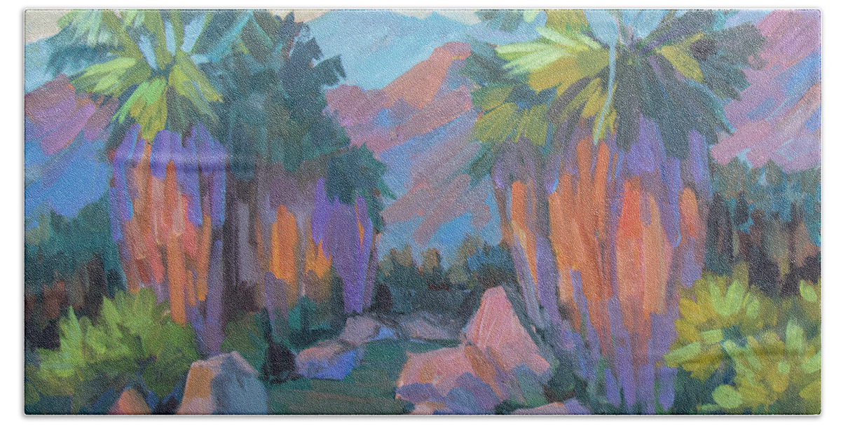 Coachella Valley Beach Towel featuring the painting Morning Indian Canyon by Diane McClary