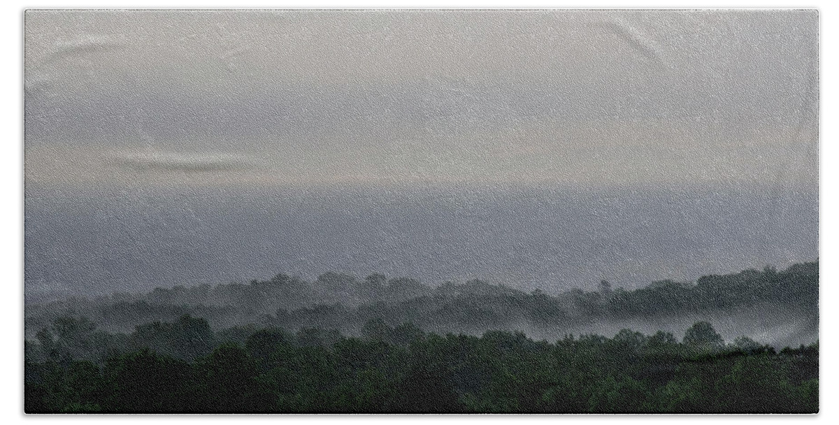 Statesville North Carolina Fog Mountains Beach Sheet featuring the photograph Morning Mountain Fog by William Kimble