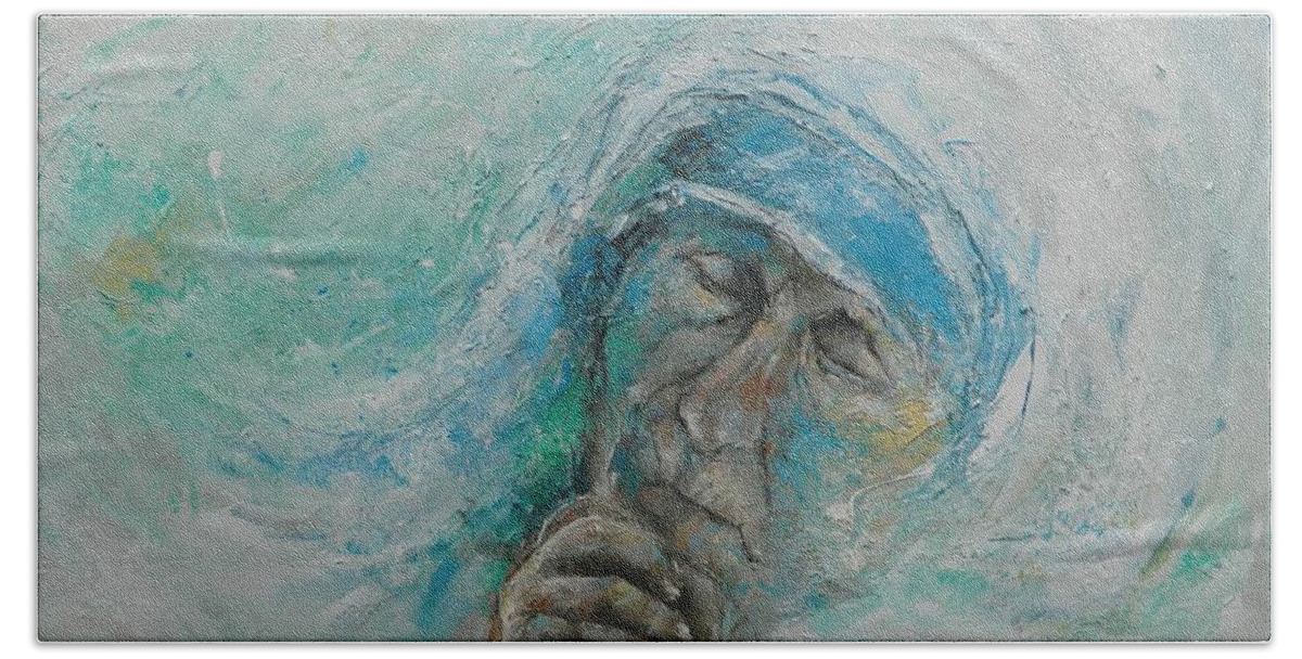 Mother Beach Towel featuring the painting Mother Teresa by Dan Campbell