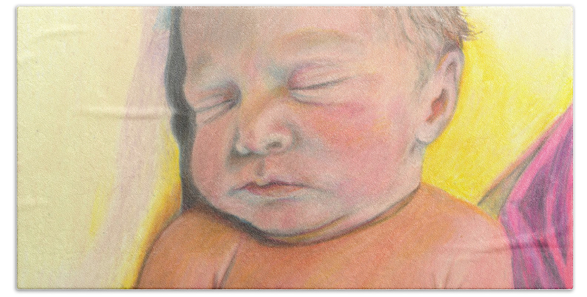 Newborn Beach Towel featuring the drawing Mother's Love -Isabelle by Jan Dappen