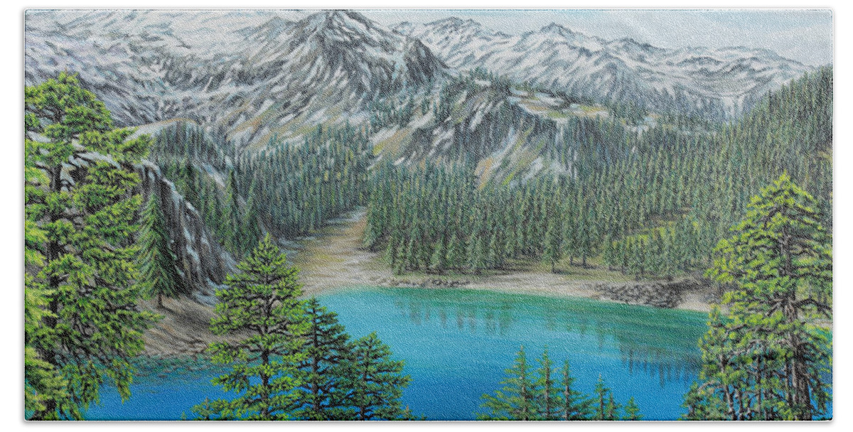Mount Baker Beach Sheet featuring the painting Mount Baker Wilderness by Jane Girardot