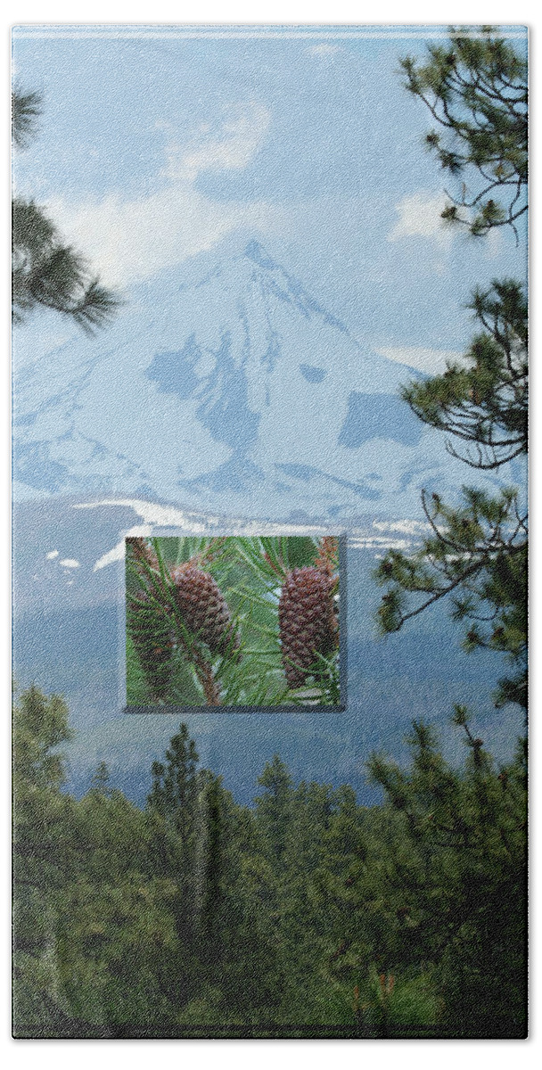 Mount Jefferson Beach Towel featuring the photograph Mount Jefferson With Pines by Laddie Halupa