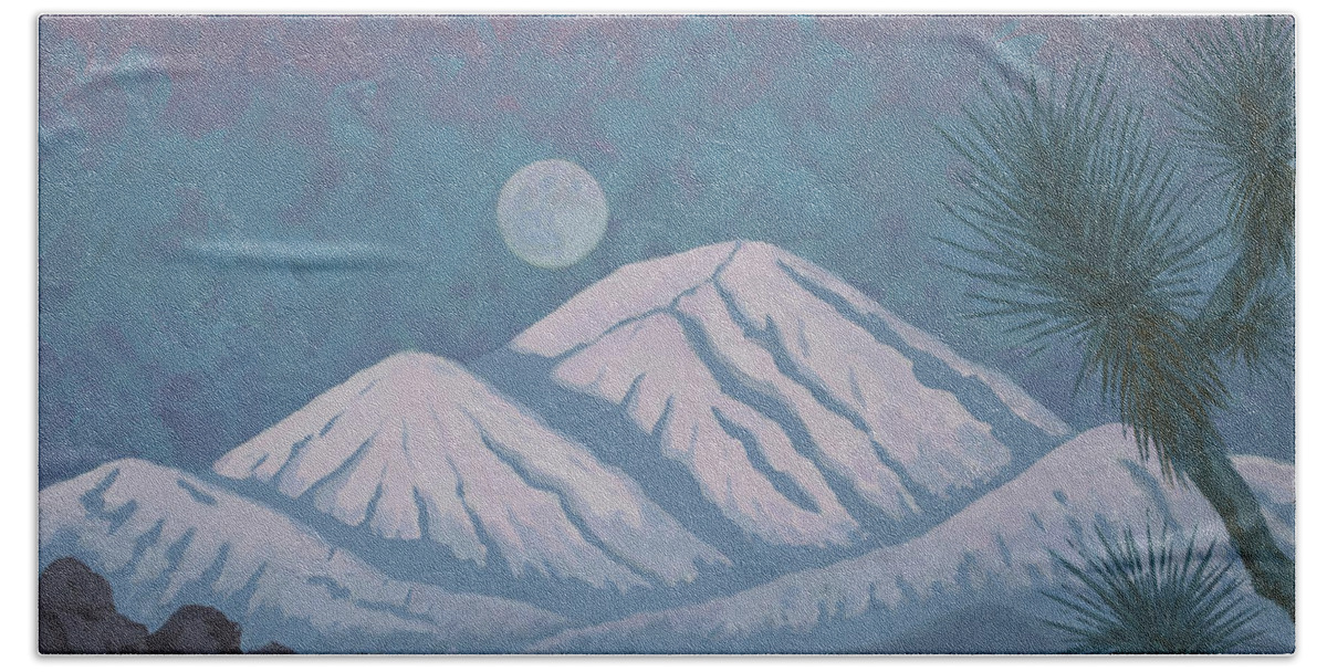 San Gorgonio Beach Towel featuring the painting Mountain Meditation by Jeff Sartain