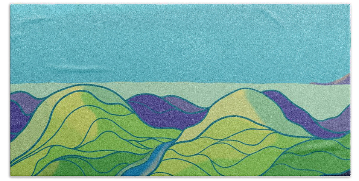Victor Shelley Beach Towel featuring the painting Mountainscape II by Victor Shelley