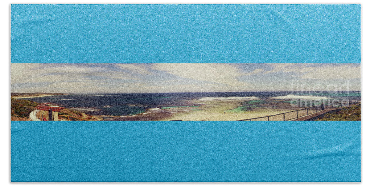 Panorama Beach Towel featuring the photograph Mouth of Margaret River Beach Panorama by Cassandra Buckley