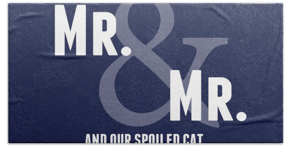 Mr And Mr Beach Towel featuring the digital art Mr and Mr and Cat by Linda Woods