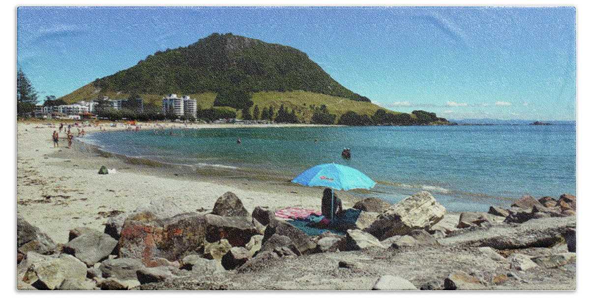 Mt Maunganui Beach Towel featuring the photograph Mt Maunganui Beach 5 - Tauranga New Zealand by Selena Boron