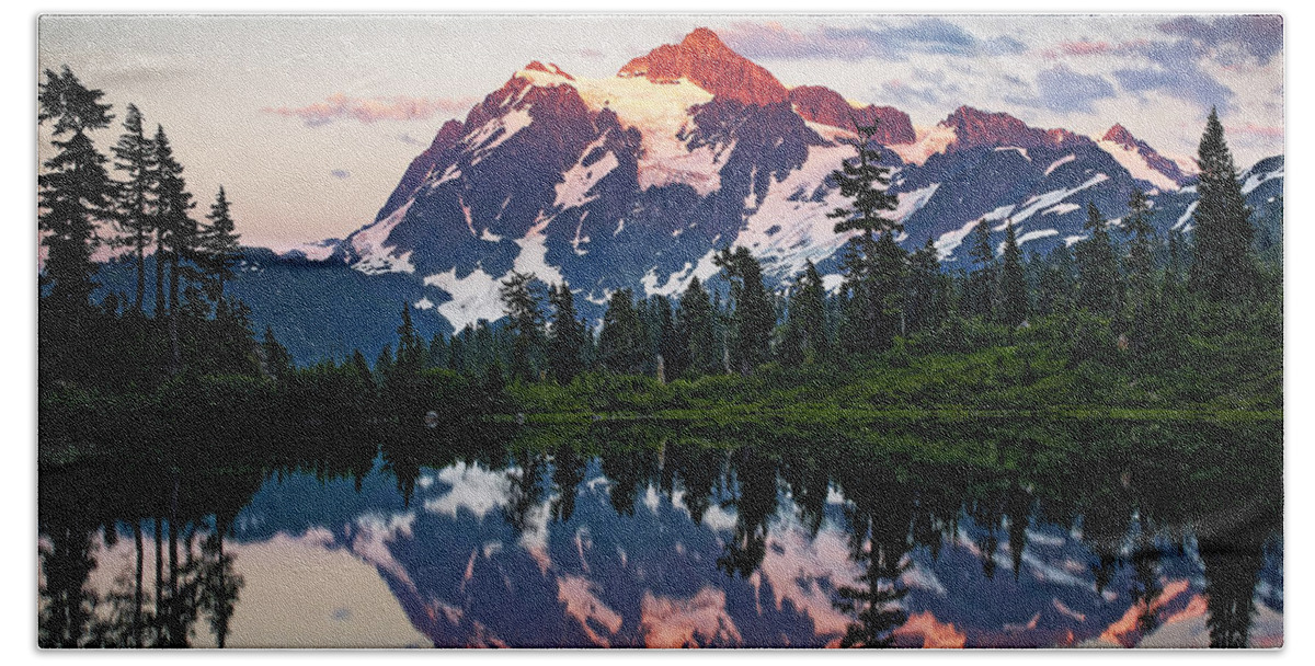 Mount Shuksan Beach Towel featuring the photograph Mt. Shuksan Washington Northern Cascades by Brendan Reals
