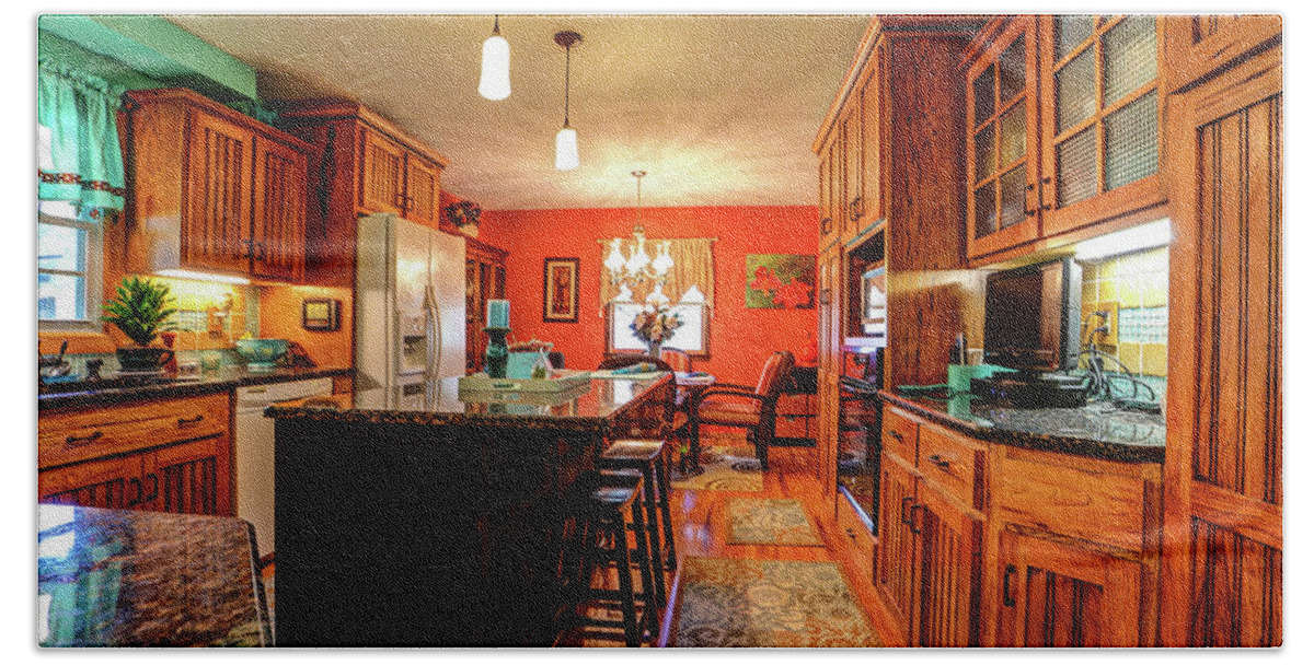 Real Estate Photography Beach Towel featuring the photograph Mt Vernon Kitchen B by Jeff Kurtz
