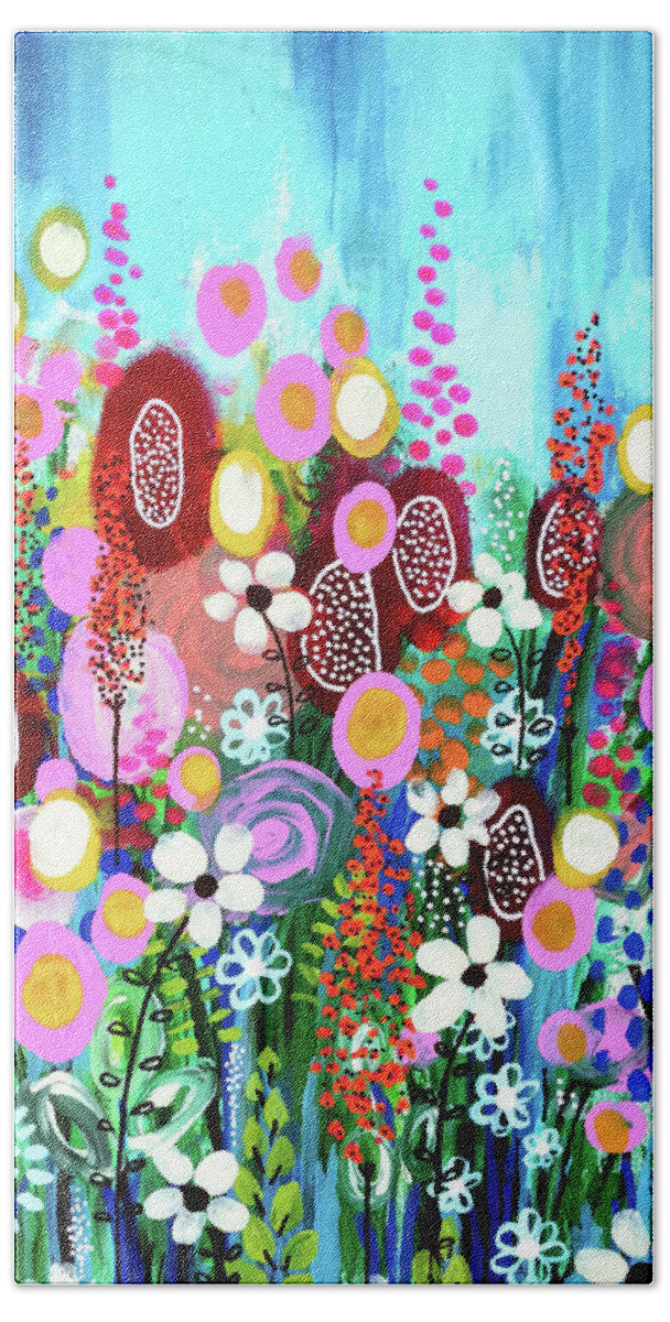 Flowers Beach Towel featuring the painting Mudita by Robin Mead