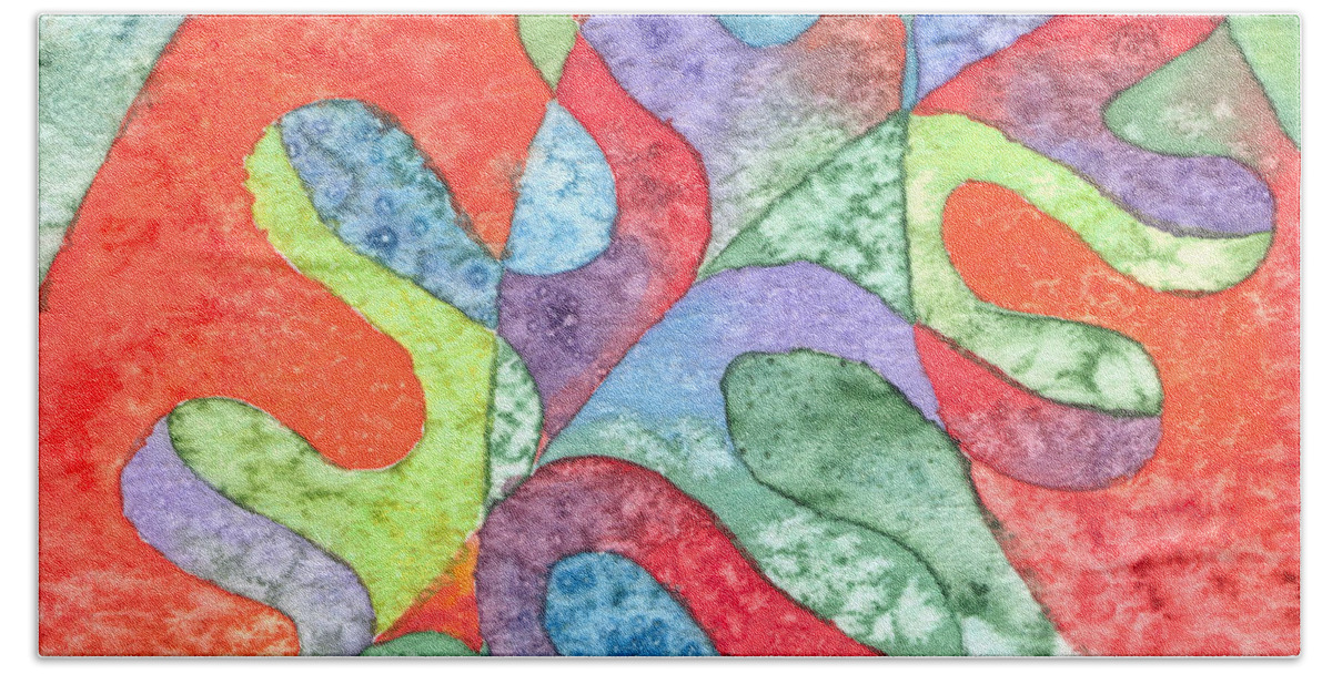 Artoffoxvox Beach Towel featuring the painting Multicolor Oak Leaf by Kristen Fox