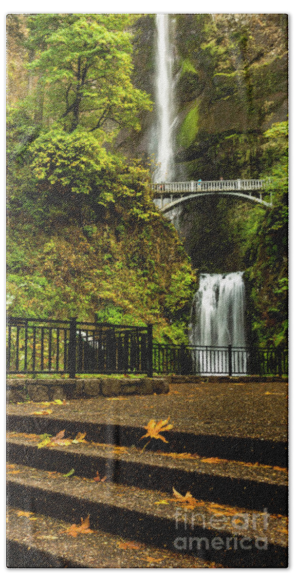 Waterfalls Beach Sheet featuring the photograph Multnomah Falls,Oregon by Sal Ahmed