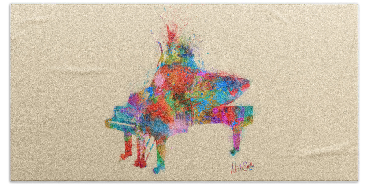 Piano Beach Towel featuring the digital art Music Strikes Fire from the Heart by Nikki Marie Smith