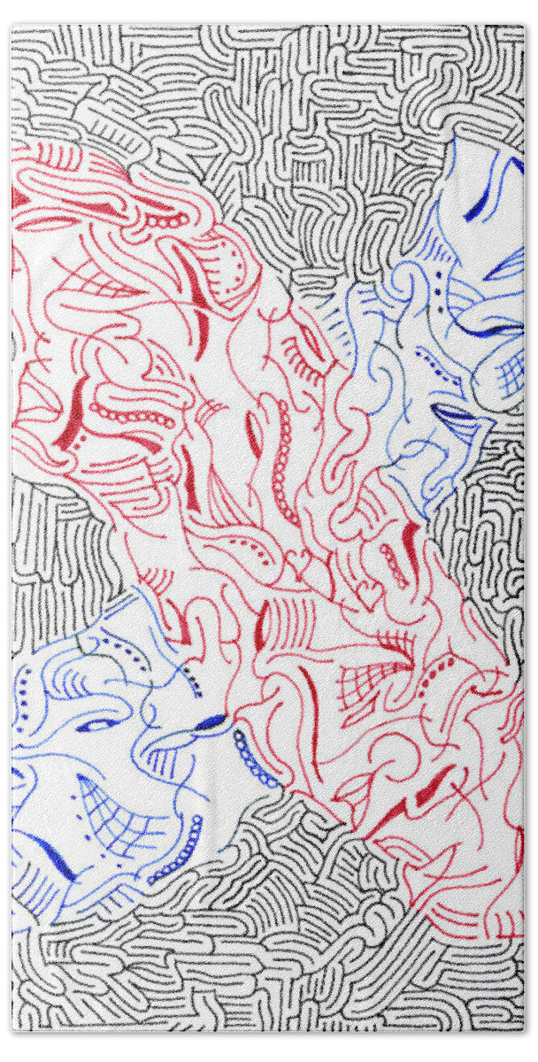 Mazes Beach Towel featuring the drawing Mutation by Steven Natanson