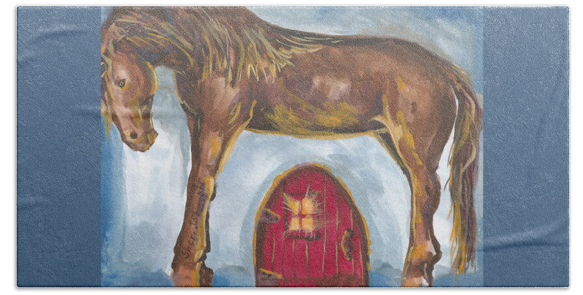 My Mane House Beach Towel featuring the painting My Mane House by Sheri Jo Posselt