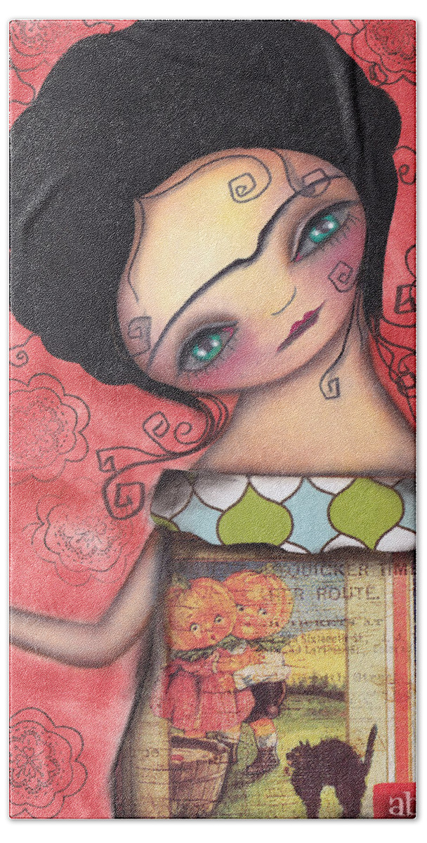 Frida Kahlo Beach Towel featuring the painting My Puppet by Abril Andrade