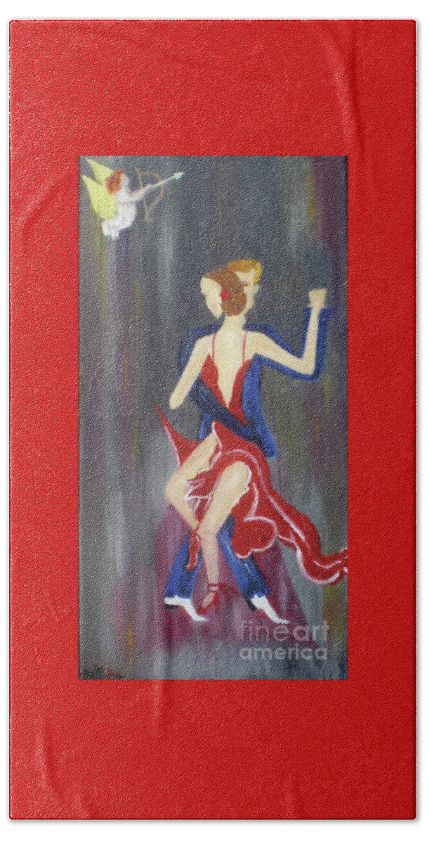 Cupid Beach Towel featuring the painting My Secret Valentine by Artist Linda Marie