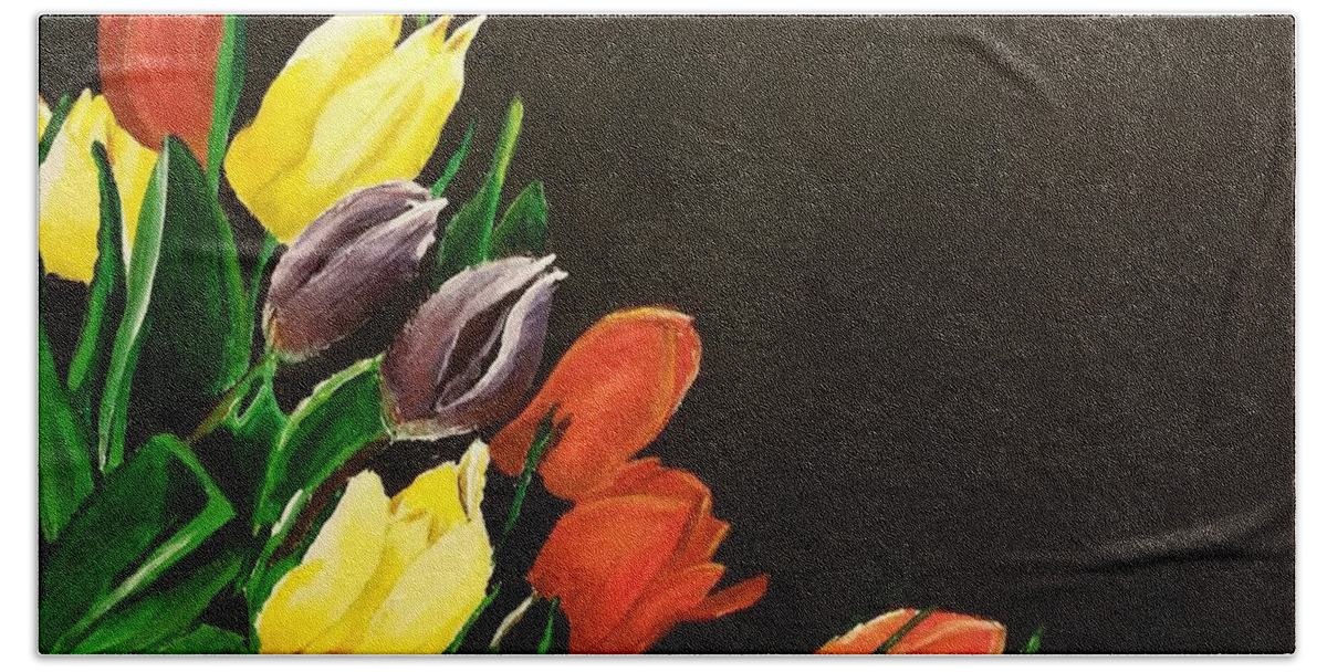 Painting Beach Towel featuring the painting Tulips #2 by Kathlene Melvin