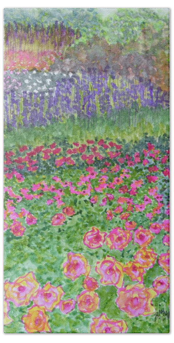  Beach Towel featuring the painting My Ultimate Garden by Barrie Stark