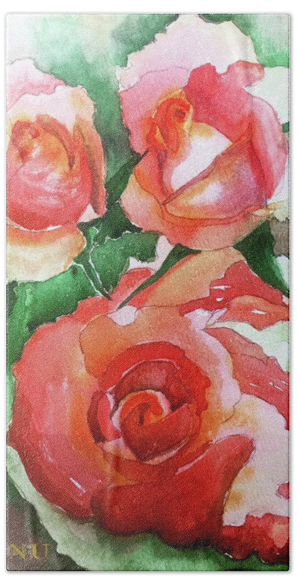 Rose Beach Towel featuring the painting My Wild Irish Rose by AHONU Aingeal Rose