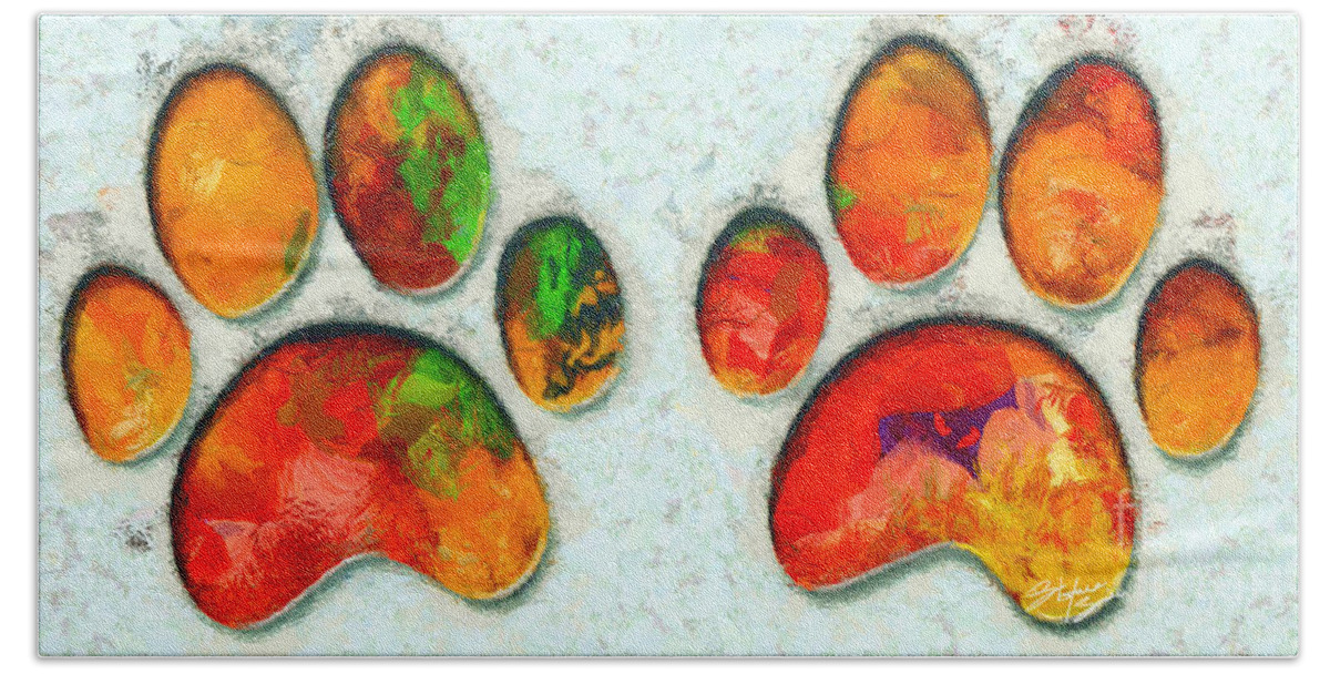 Cat Paw Beach Towel featuring the painting My Cat Paw by Stefano Senise