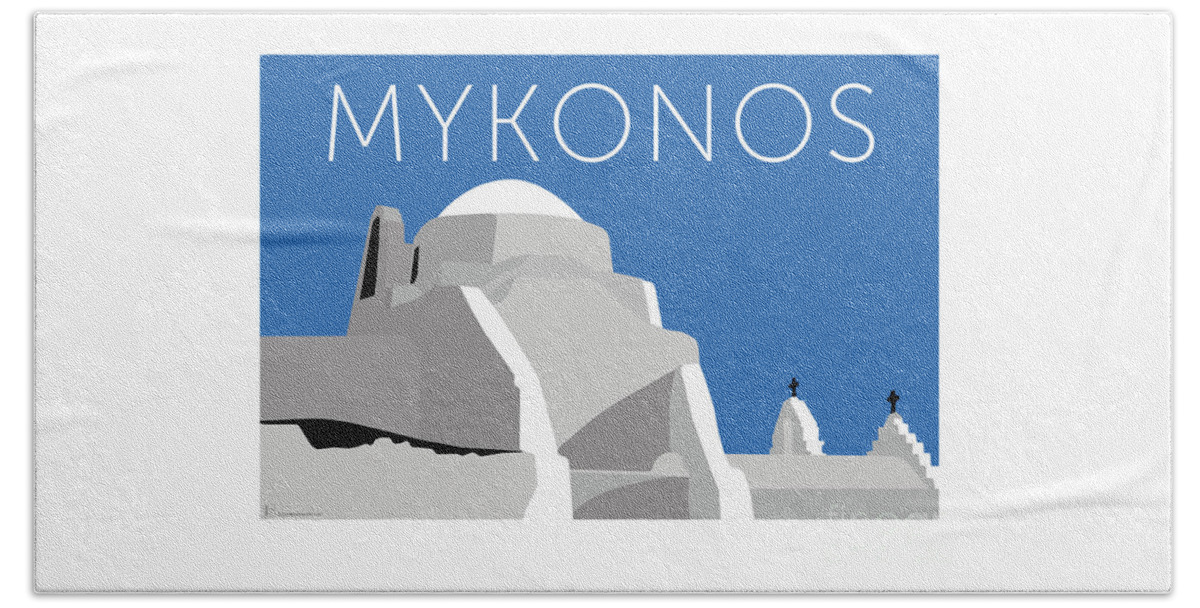 Mykonos Beach Towel featuring the digital art MYKONOS Paraportiani - Blue by Sam Brennan