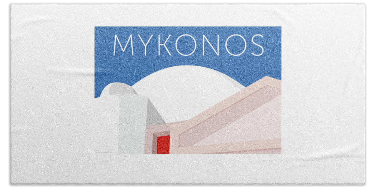 Mykonos Beach Towel featuring the digital art MYKONOS Walls - Blue by Sam Brennan
