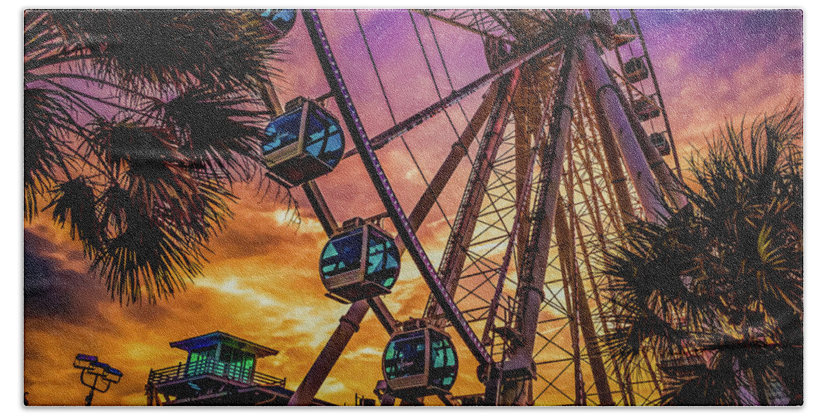 Amusements Beach Sheet featuring the photograph Myrtle Beach Skywheel by David Smith