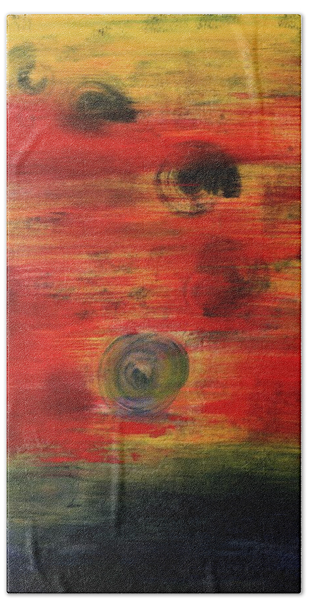Abstract Expression Beach Towel featuring the painting Mystic Moments by Angela Bushman