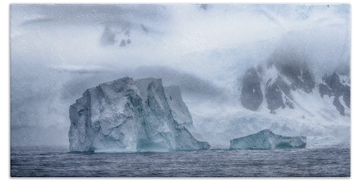 Mystical Beach Towel featuring the photograph Mystical Morning Icebergs by John Haldane