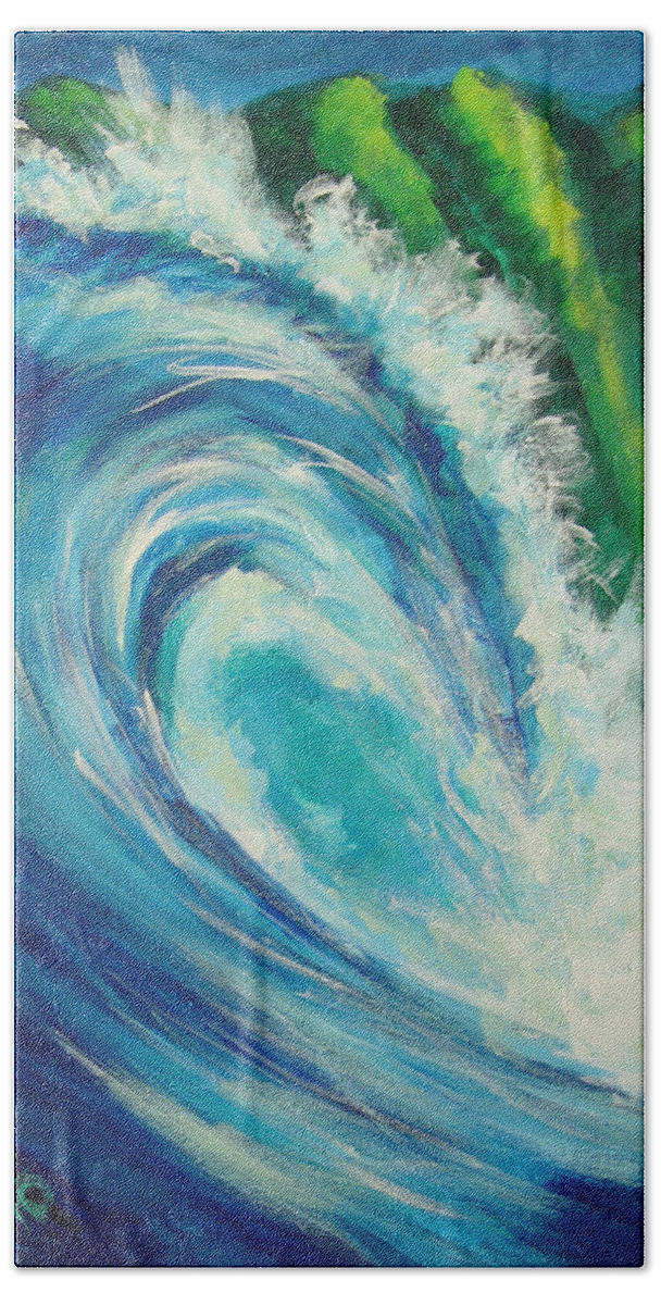 Surf Beach Towel featuring the painting Nalu by Hanako Hawaii