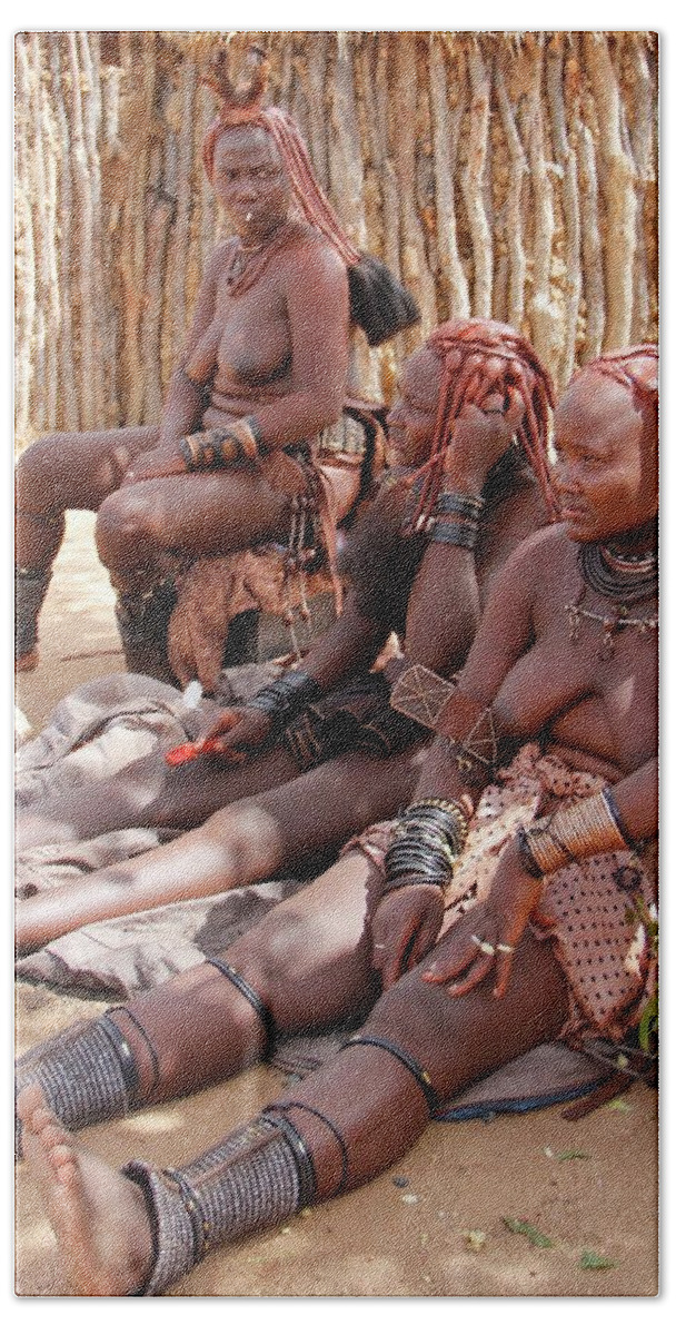 Woman Beach Sheet featuring the painting Namibia Tribe 12 by Robert SORENSEN