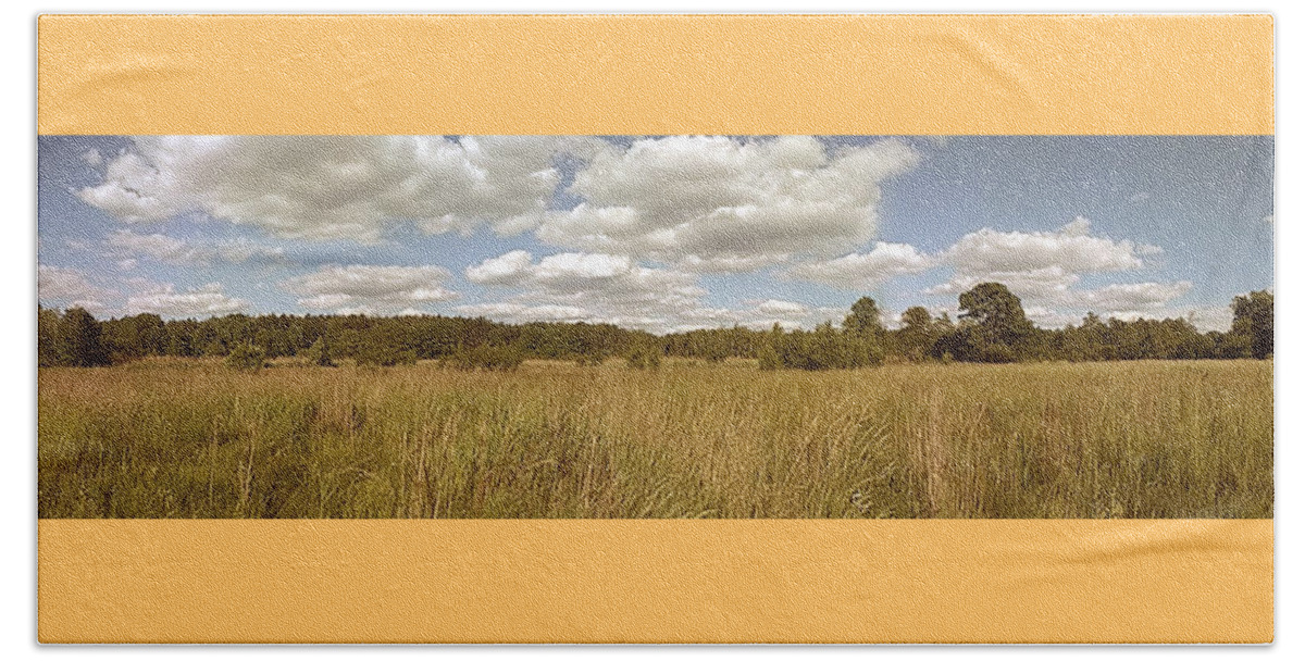 Natural Beach Sheet featuring the photograph Natural meadow landscape panorama. by Arletta Cwalina