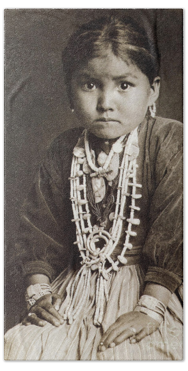 1920 Beach Towel featuring the photograph Navajo Girl 1920 by Granger