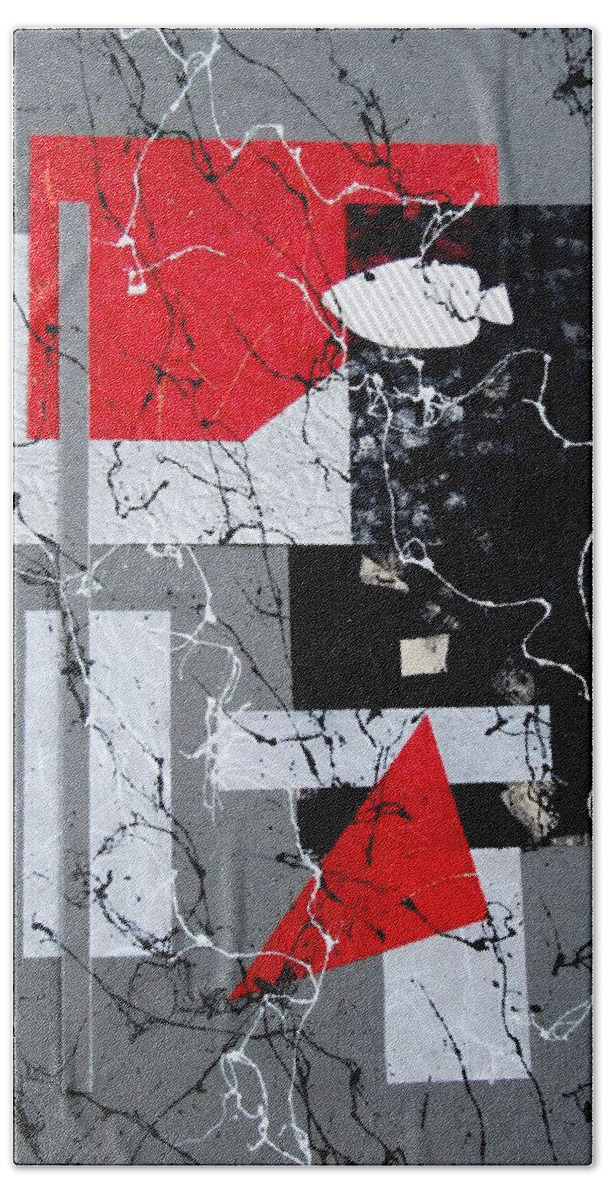 Abstract Beach Towel featuring the painting Navigating Through by Louise Adams