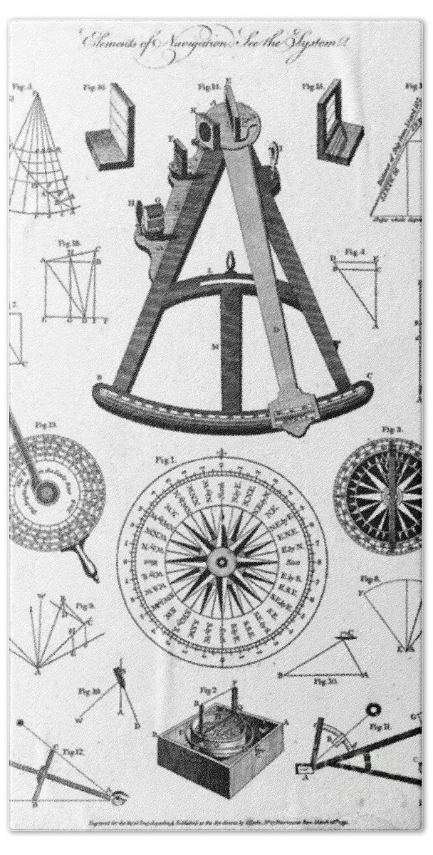 Historic Beach Towel featuring the photograph Navigational Instruments, E.g. Sextant by Wellcome Images
