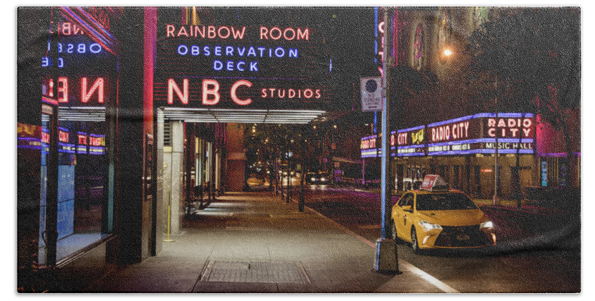 Nyc Beach Sheet featuring the photograph NBC Studios and Cab by John McGraw