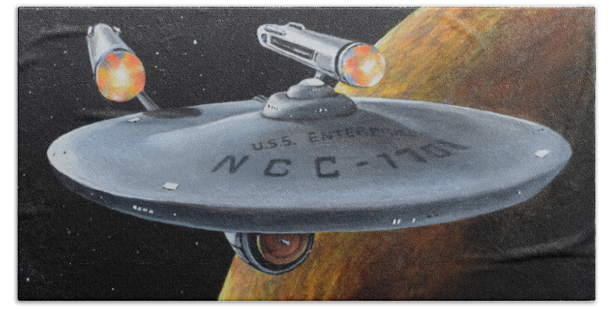 Star Trek Beach Towel featuring the painting Ncc-1701 by Kim Lockman