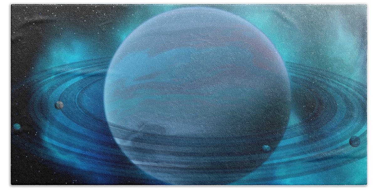Neptune Beach Towel featuring the painting Neptune Planet by Corey Ford