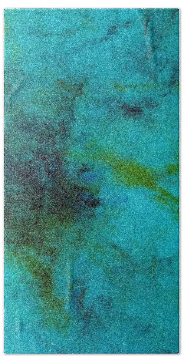 Abstract Beach Towel featuring the painting Neptune's Deep by Lorraine Centrella