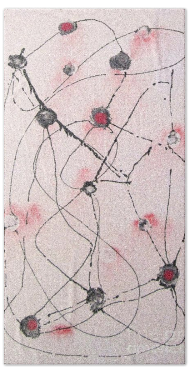 Drip-painting Influenced By Jackson Pollock Beach Towel featuring the painting Network 1 by Pilbri Britta Neumaerker