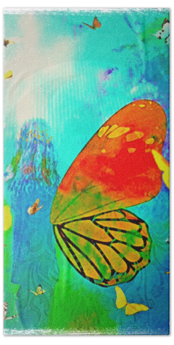 Angel Beach Towel featuring the mixed media New Beginnings by Christine Paris