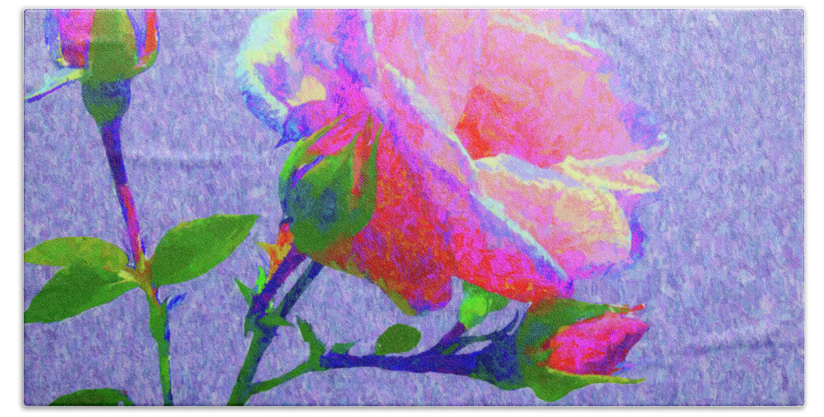 Floral Beach Sheet featuring the digital art New Dawn Painterly by Susan Lafleur