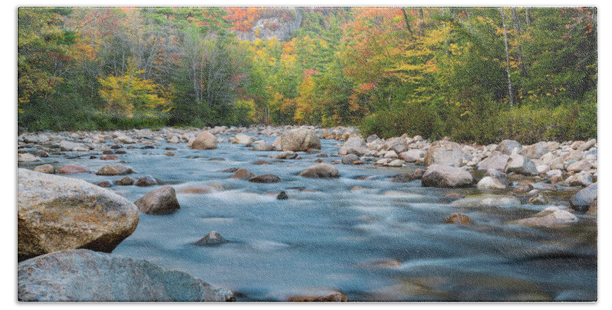 Fall Foliage Beach Towel featuring the photograph New Hampshire Swift River and Fall Foliage in Autumn by Ranjay Mitra